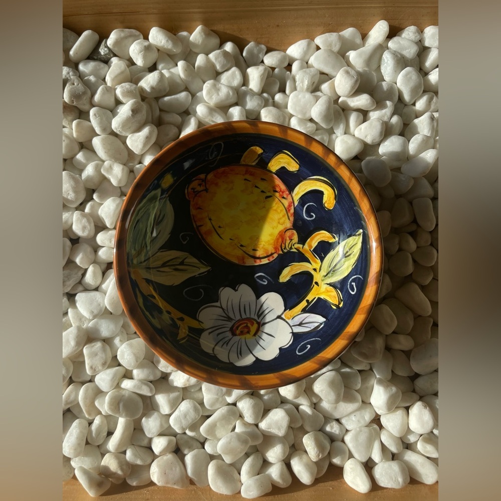 Tabletops Unlimited Villa Hand Painted Ceramic Bowl